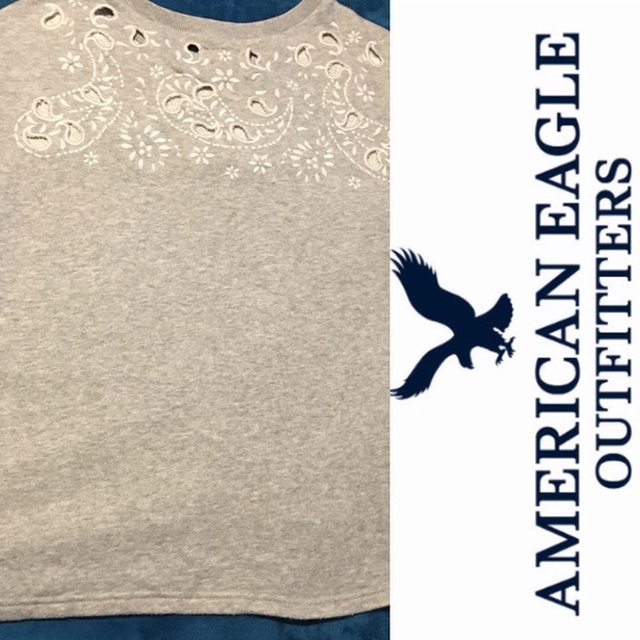 American Eagle Outfitters Gray Embroidered Sweater - Picture 4 of 8